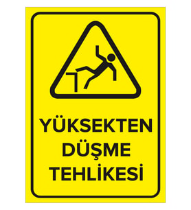 MIGNATIS - Yüksekten Düşme Tehlikesi Levhası - Sac Malzeme 25x35cm