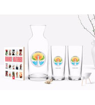 BK Gift Kişiye Özel Renkli Baskılı Adana Tasarımlı Turistik İkili Rakı Bardağı Karaf ve Cep Kitabı Hediye Seti-2 (Model 1)