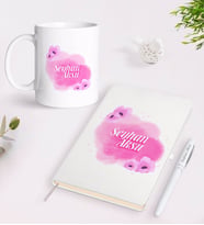 BK Gift Kişiye Özel Kadınlar Günü Tasarımlı Beyaz Defter Kalem ve Kupa Seti-12 (Model 1)