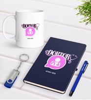 BK Gift Kişiye Özel Doktor Temalı Lacivert Defter Kalem Kupa 32gb USB Bellek Hediye Seti-12 (Model 1)