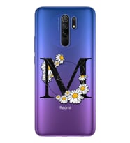 Papatya Harf Tasarım Süper Şeffaf Silikon Telefon Kılıfı Xiomai Redmi 9 M-Harfi