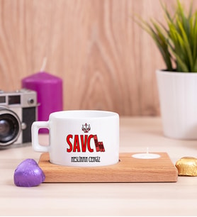 Savcı Ahşap Altlıklı Mumlu Fincan