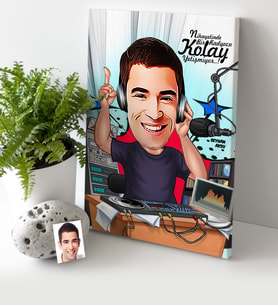BK Gift Kişiye Özel Bay Radyocu Karikatür Kanvas Tablo 30x50cm 1