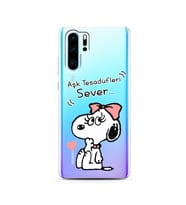 Snoopy Tasarımlı Süper Şeffaf Silikon Telefon Kılıfı Huawei P30 Pro