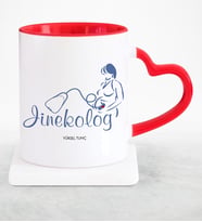 BK Gift Kişiye Özel Mesleki Jinekolog Kırmızı Kalpli Kupa Bardak  1