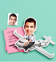 BK Gift Kişiye Özel Bay Kaptan Pilot Karikatürlü Ahşap Magnet (Çok Renkli)