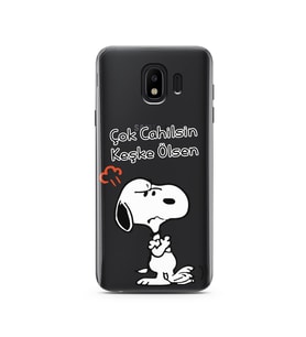 Snoopy Tasarımlı Süper Şeffaf Silikon Telefon Kılıfı Samsung J4 (2018)