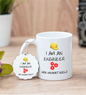 Mühendise Hediye Beyaz Kupa Bardak Ve Anahtarlık Set