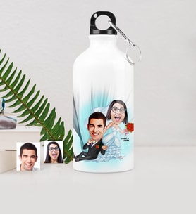 BK Gift Kişiye Özel Gelin Damat Karikatürlü Metal Suluk 500 Ml 2