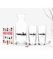 BK Gift Kişiye Özel Renkli Baskılı Konya Tasarımlı Turistik İkili Rakı Bardağı Karaf ve Cep Kitabı Hediye Seti-2 (Model 1)
