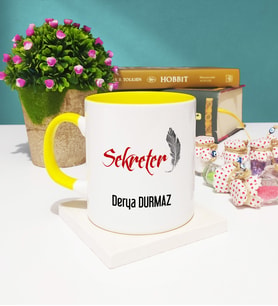 Sekreter Tasarımlı Kişiye Özel Sekreter Kupa Bardak Sarı