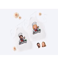 BK Gift Kişiye Özel İkili Erkek ve Kadın Chef Karikatürlü Beyaz Mutfak Önlüğü Seti-14