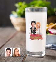 BK Gift Kişiye Özel Evleniyoruz Karikatürlü Rakı Bardağı-10 (Beyaz)