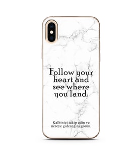 Iphone Xs Max Beyaz Mermer Söz Tasarımlı Telefon Kılıfı
