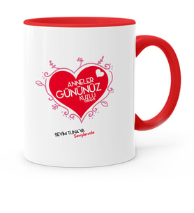 BK Gift Kişiye Özel Anneler Gününüz Kutlu Olsun Kırmızı Kupa Bardak  1