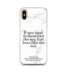 Iphone X Beyaz Mermer Söz Tasarımlı Telefon Kılıfı