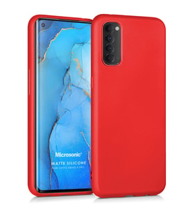 Microsonic Matte Silicone Oppo Reno 4 Pro Kılıf Kırmızı
