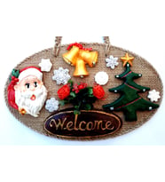 Welcome Yazılı Noel Babalı El Yapımı Yılbaşı Kapı Süsü