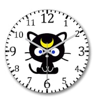 Cats Kedi Sailor Moon Luna Duvar Saati Bombeli Gercek Cam