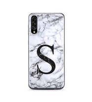 Samsung A30s Beyaz Mermer Harf Tasarımlı Telefon Kılıfı S-Harfi 