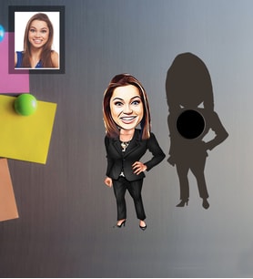 Kişiye Özel Öğretmen Karikatürlü Ahşap Magnet Bayan-14