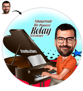 BK Gift Kişiye Özel Bay Piyanist Karikatür Baskılı Yaş Pasta İçin Yenilebilir Şekerli Kağıt  1(Sadece Kağıt)