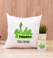Gıda Teknikeri Kare Yastık ve Sarı Kupa Bardak