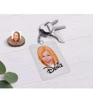 BK Gift Kişiye Özel Kadın Yüz Karikatürlü Şeffaf Pleksi Anahtarlık-1 (Beyaz)