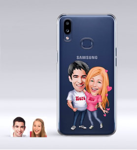 BK Gift Kişiye Özel Sevgililer Karikatürlü Samsung Galaxy A10s İnce Şeffaf Silikon Telefon Kapağı-5 (Beyaz)