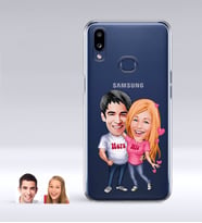 BK Gift Kişiye Özel Sevgililer Karikatürlü Samsung Galaxy A10s İnce Şeffaf Silikon Telefon Kapağı-5 (Beyaz)