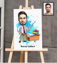 Kişiye Özel Öğretmen Karikatürlü  Ahşap Tablo 30x47 Bay-4