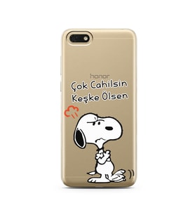 Snoopy Tasarımlı Süper Şeffaf Silikon Telefon Kılıfı Huawei Honor 7s - y5 2018 