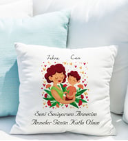 Kişiye Özel Anneler Günü Yastığı Anne-Oğul
