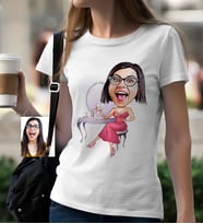 BK Gift Kişiye Özel Bayan Güzellik Karikatür Beyaz Tişört  1