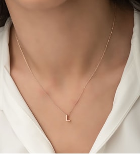 Papatya Silver 925 Ayar Rose Altın Kaplama Üç Boyutlu Gümüş L Harf Kolye