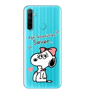 Snoopy Tasarımlı Süper Şeffaf Silikon Telefon Kılıfı Oppo Realmi 6i