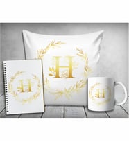 Kişiye Özel Harfli Yastık & Kupa & Defter
