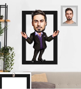 Kişiye Özel Patron Karikatürlü 3D Ahşap Tablo 30x47 Bay-8
