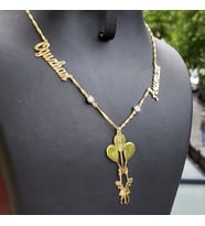 925 Ayar Gümüş 24 Ayar Altın Kaplama 3 Isimli Kolye (Gold)