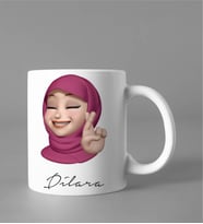 Emoji Kız Tesettürlü Stiker Kupası Kişiye Özel