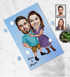 Kişiye Özel Sevgili Karikatürlü A4 99 Parça Puzzle Model 1