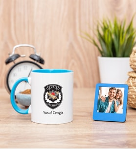 Özel Harekat Polisi Mavi Kupa Bardak ve Mavi Mini Fotoğraf Çerçevesi