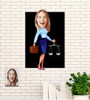 Kişiye Özel Hediye Avukat Karikatürlü Uv Baskılı Ahşap Tablo