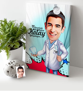 BK Gift Kişiye Özel Bay Diş Hekimi Karikatür Kanvas Tablo 30x50cm 3