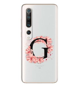 Pembe Çiçekli Harf Tasarım Süper Şeffaf Silikon Telefon Kılıfı Xiomai Mi10- Mi 1