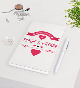 BK Gift Kişiye Özel Sevgililer Günü Beyaz Defter Kalem Seti-51