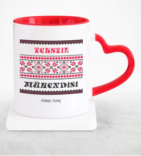 BK Gift Kişiye Özel Mesleki Tekstil Mühendisi Kırmızı Kalpli Kupa Bardak  1