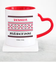 BK Gift Kişiye Özel Mesleki Tekstil Mühendisi Kırmızı Kalpli Kupa Bardak  1