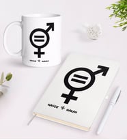 BK Gift Kişiye Özel Kadınlar Günü Tasarımlı Beyaz Defter Kalem ve Kupa Seti-24 (Model 1)