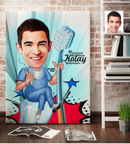 BK Gift Kişiye Özel Bay Diş Hekimi Karikatür Kanvas Tablo 70x100cm 2